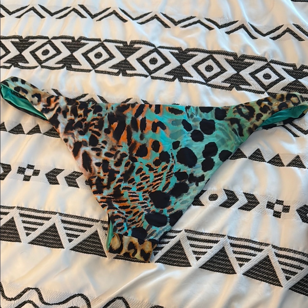 Leopard Print Green Bikini Bottom - Picture 3 of 4